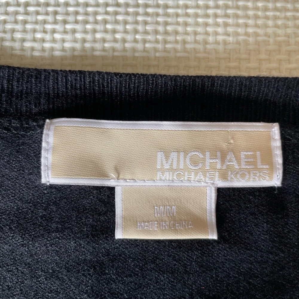 Michael Kors Black Cardigan Button Up Grandpa Sweater With Pockets Medium